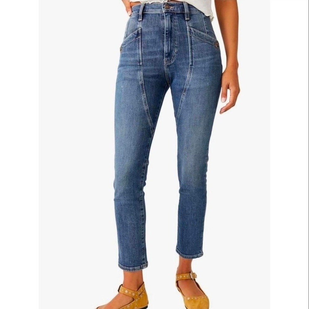 We The Free Free People High Beacon Woman's Jeans 27 Mid Rise Slim Crop Boho